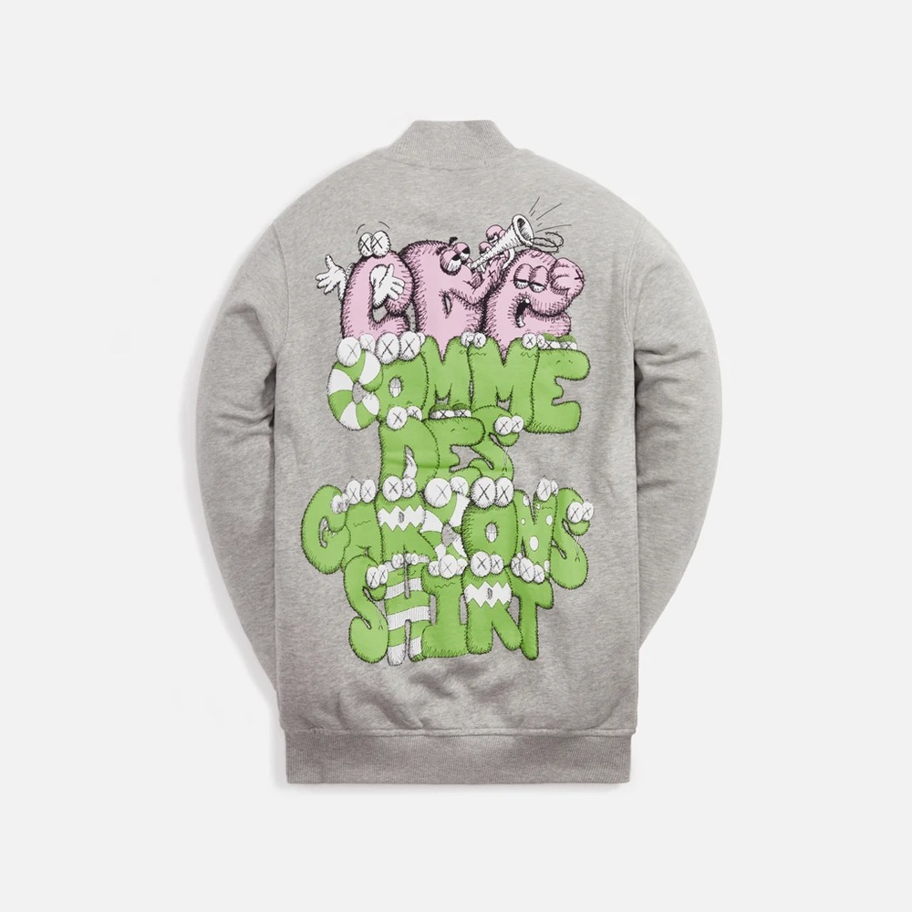 Comme des Garçons Shirt Cotton Pile KAWS Print Zip Up Sweatshirt